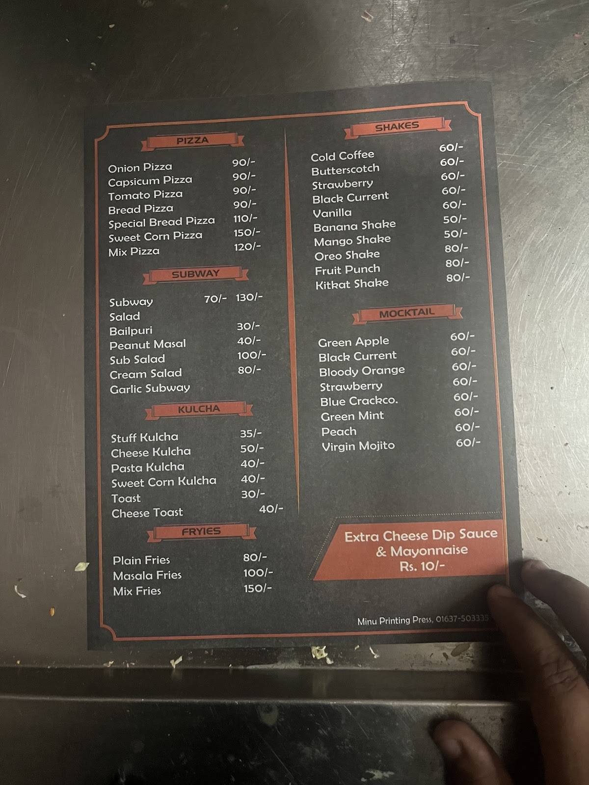 Baba Fast Food menu