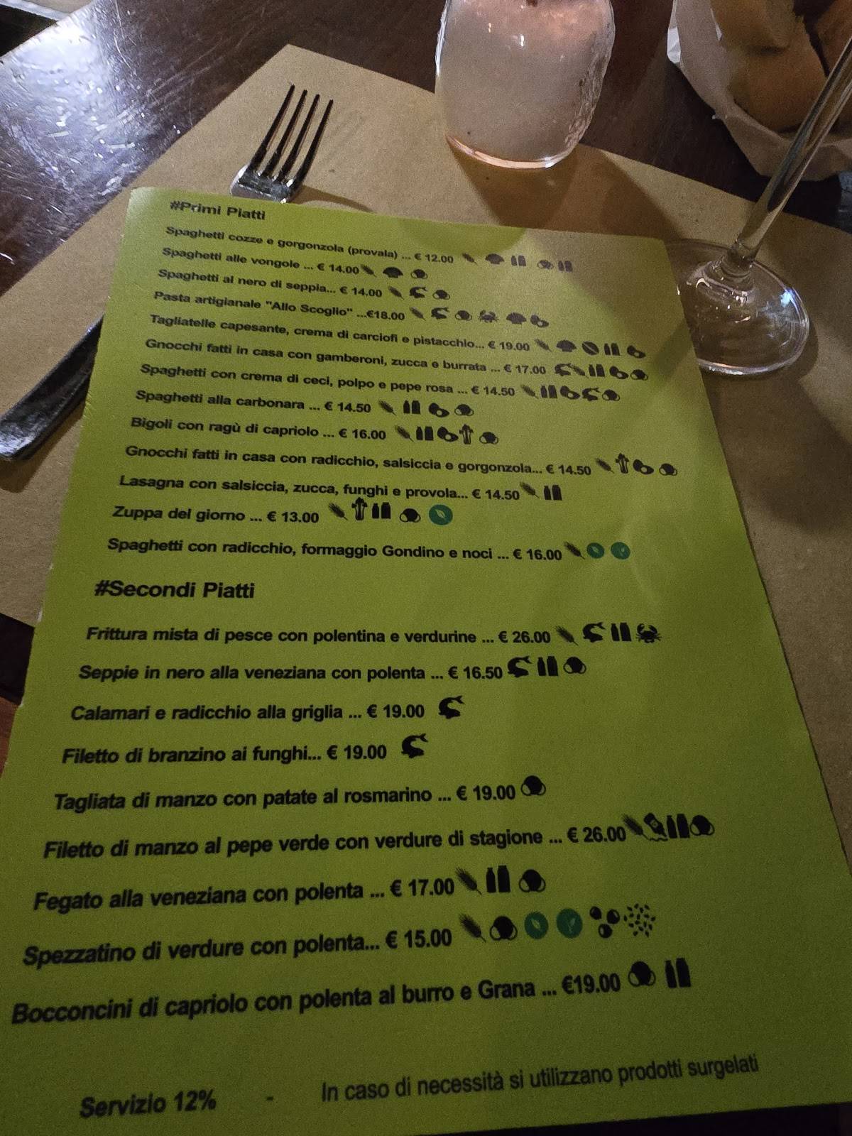 Menu di Bacarando in Corte dell'Orso 