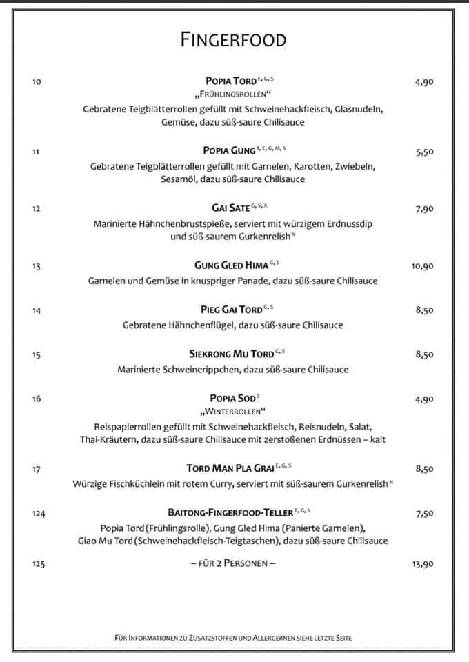Speisekarte von Restaurant Bai Tong, Augsburg