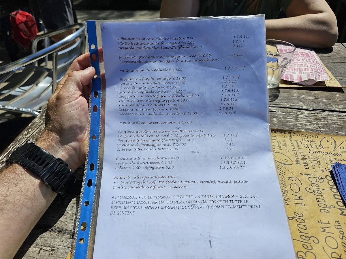 Menu di Baita Boletto 