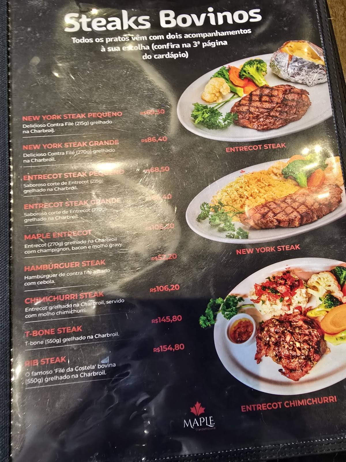 Maple Steakhouse cardápio