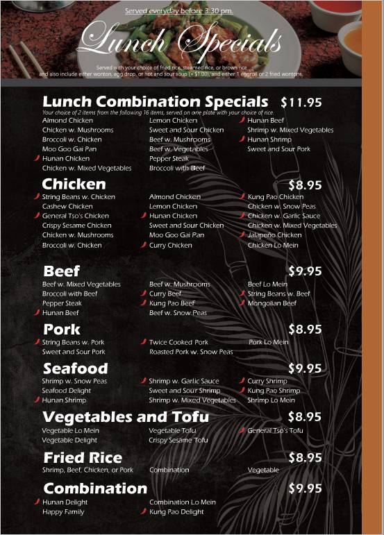 Menu at Bamboo Garden Restaurant, Corpus Christi, Airline Rd 115