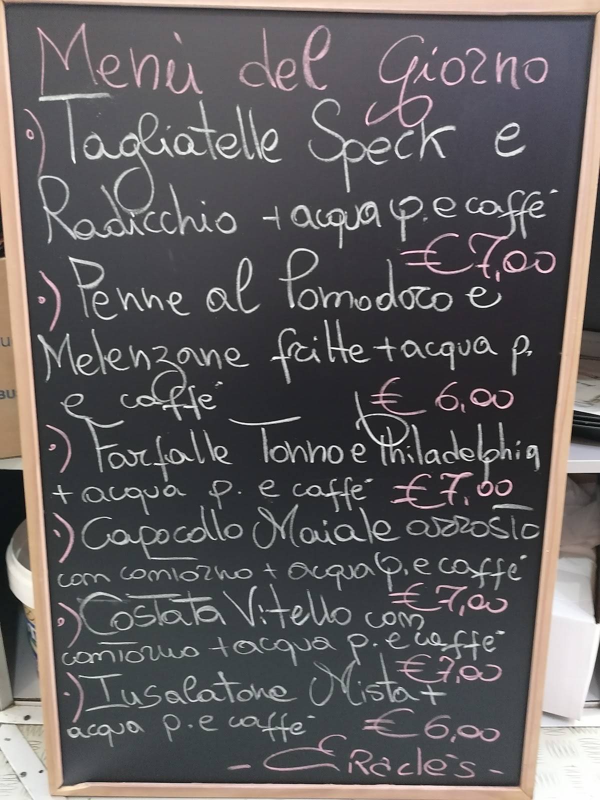 Menu di Bar Eracles 