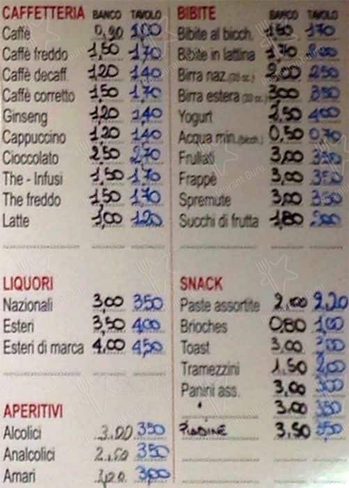 Menu di Bar Gastronomia Via Emilio Faà di Bruno 33 