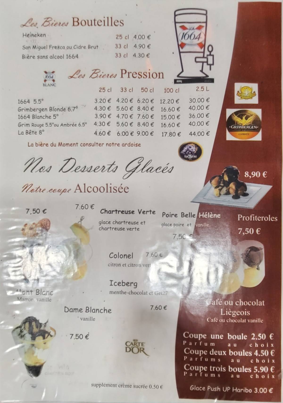 Menu de Bar Le Café