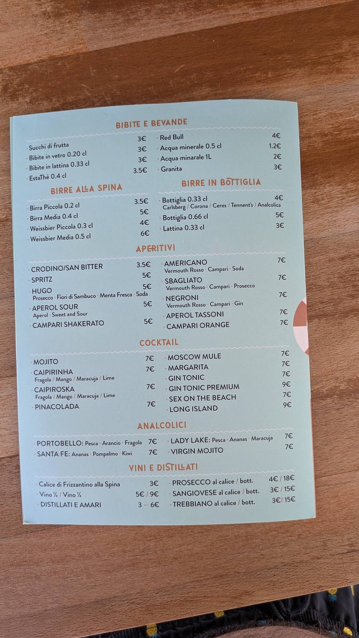 Menu di Bar Nives 