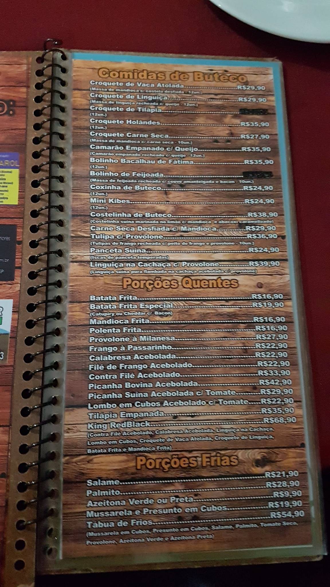 Bar Red Black - Beer and Food cardápio