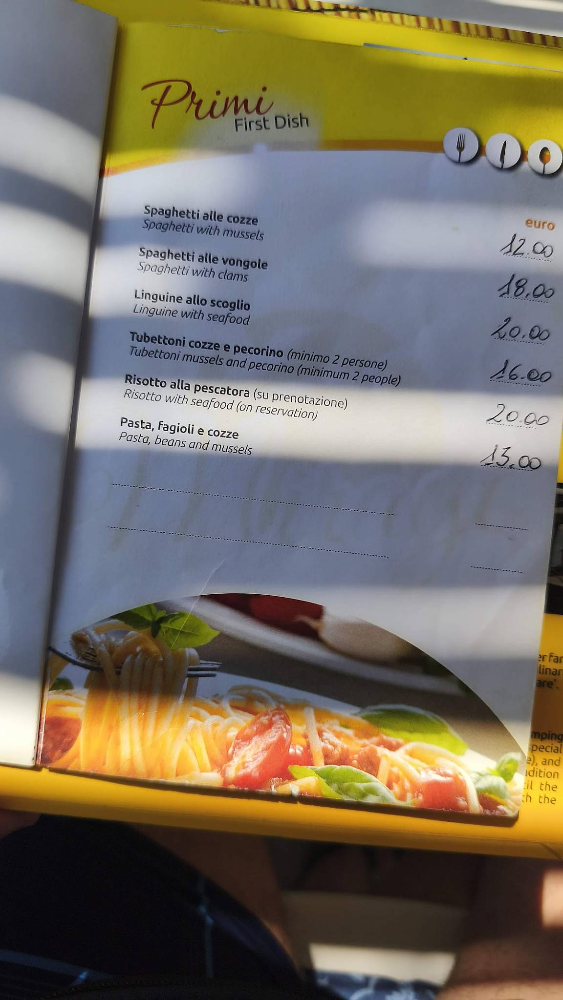 Menu di Ristorante Bar Mirage 
