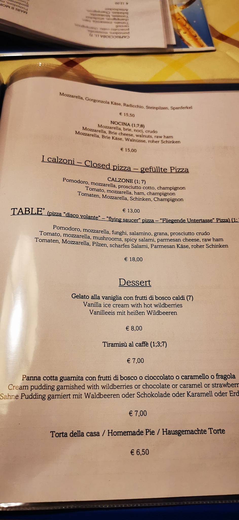 Menu di Al Tablè 