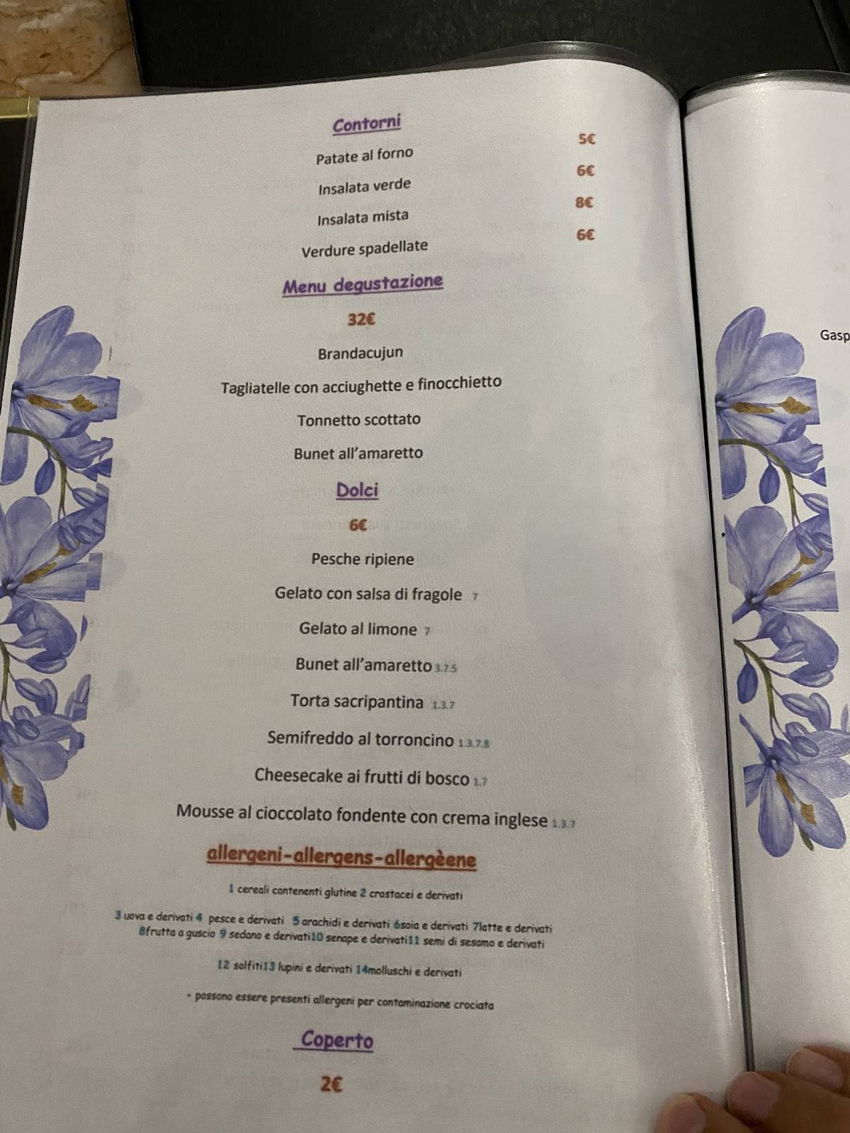 Menu di Antica Trattoria Garibaldi 