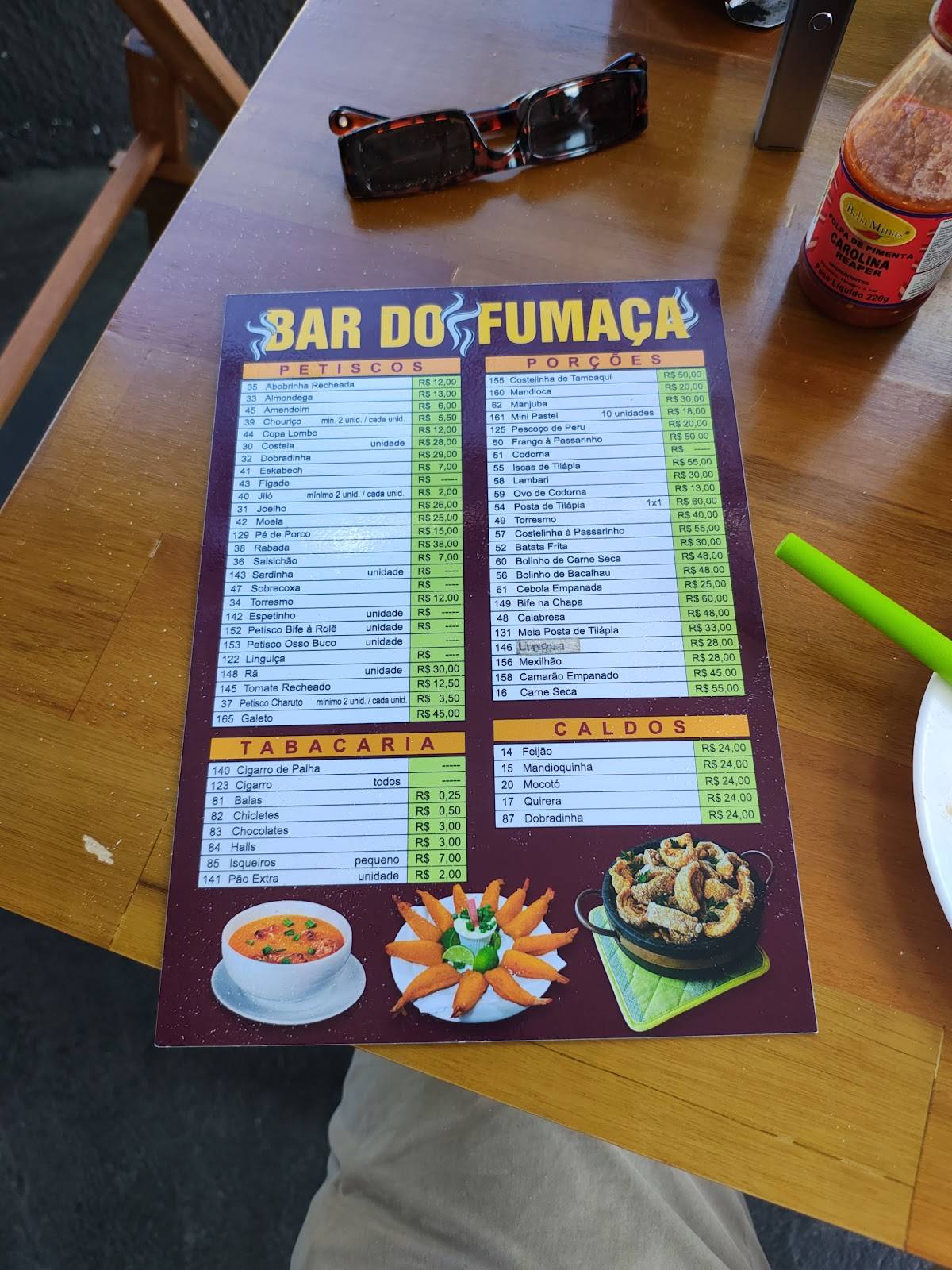 Bar do Fumaça cardápio