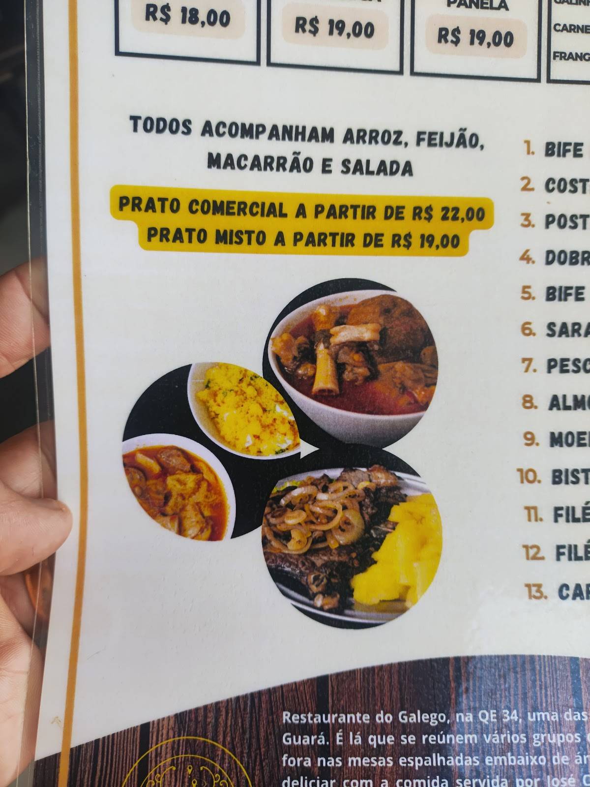 Bar do Galego cardápio