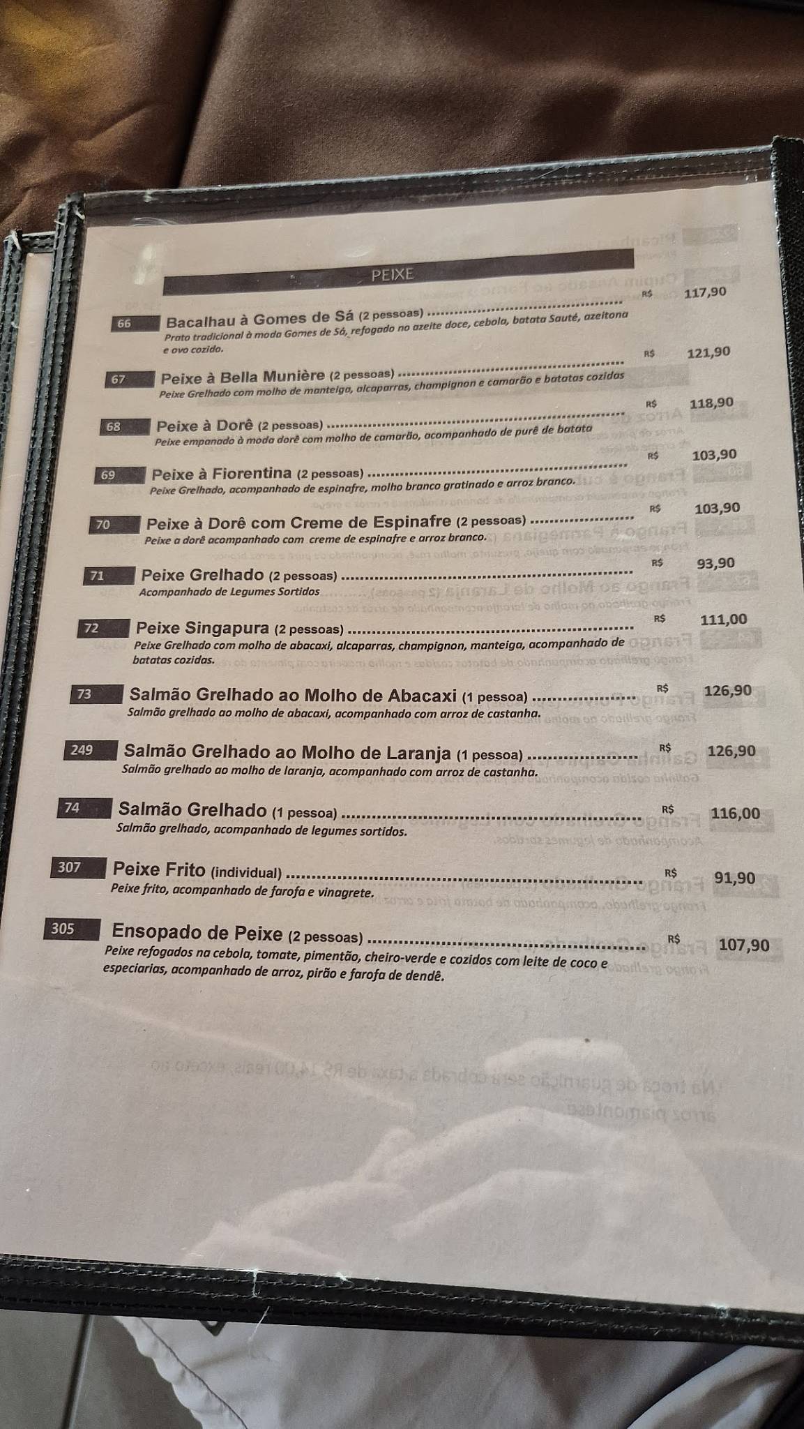 Confraria do França cardápio