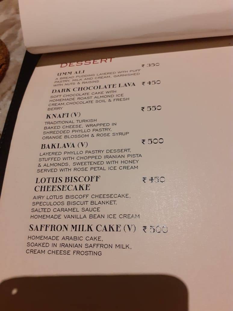 Baraka Kolkata menu