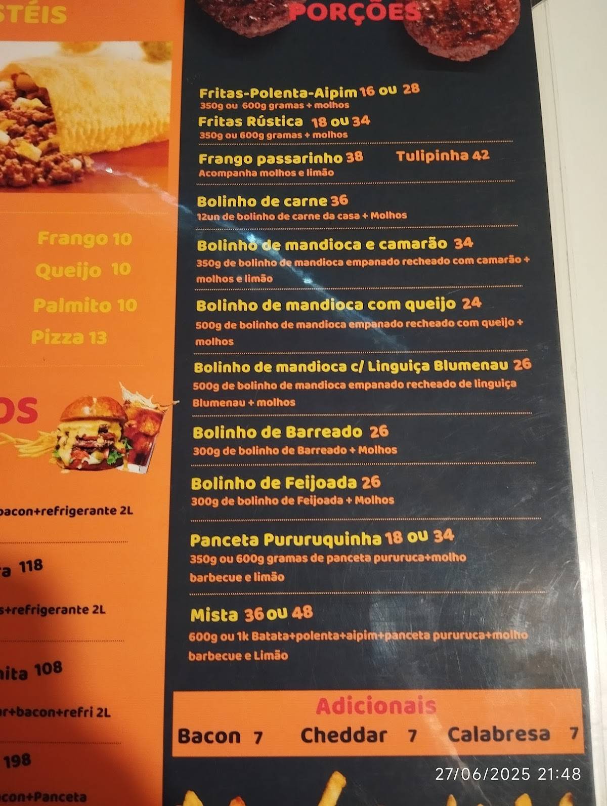 Barbaridades cardápio