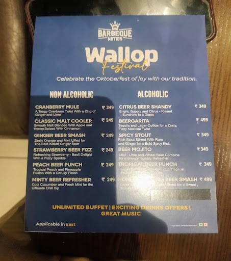 Barbeque Nation- Salt Lake, Kolkata menu