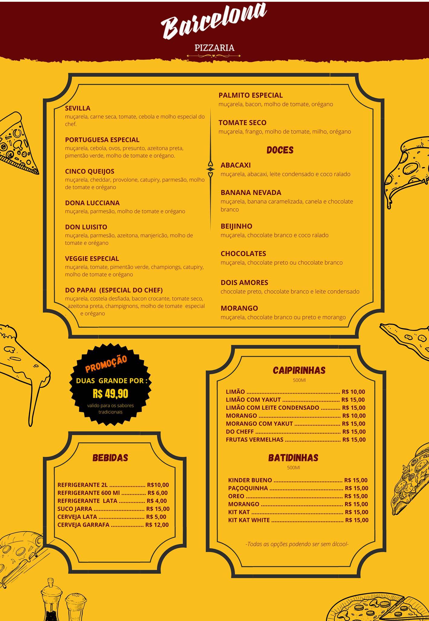 Barcelona Pizzaria cardápio
