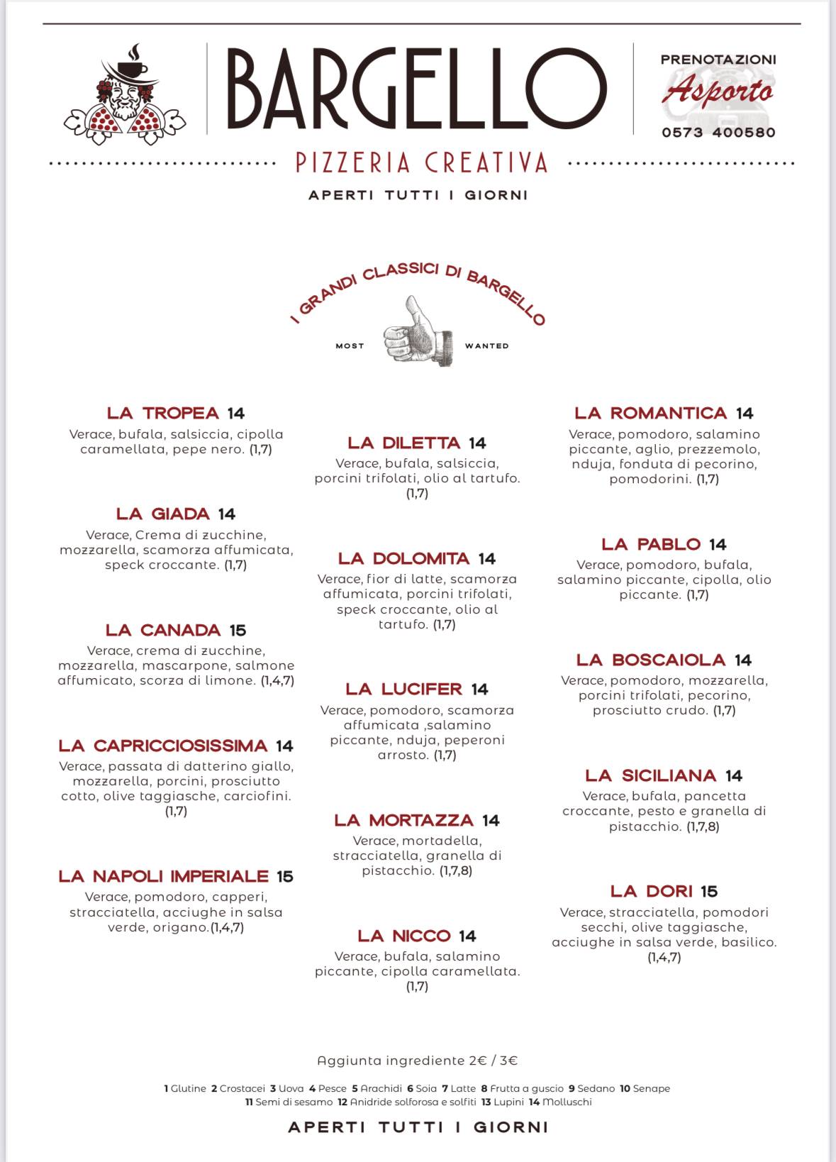 Menu di Bargello 