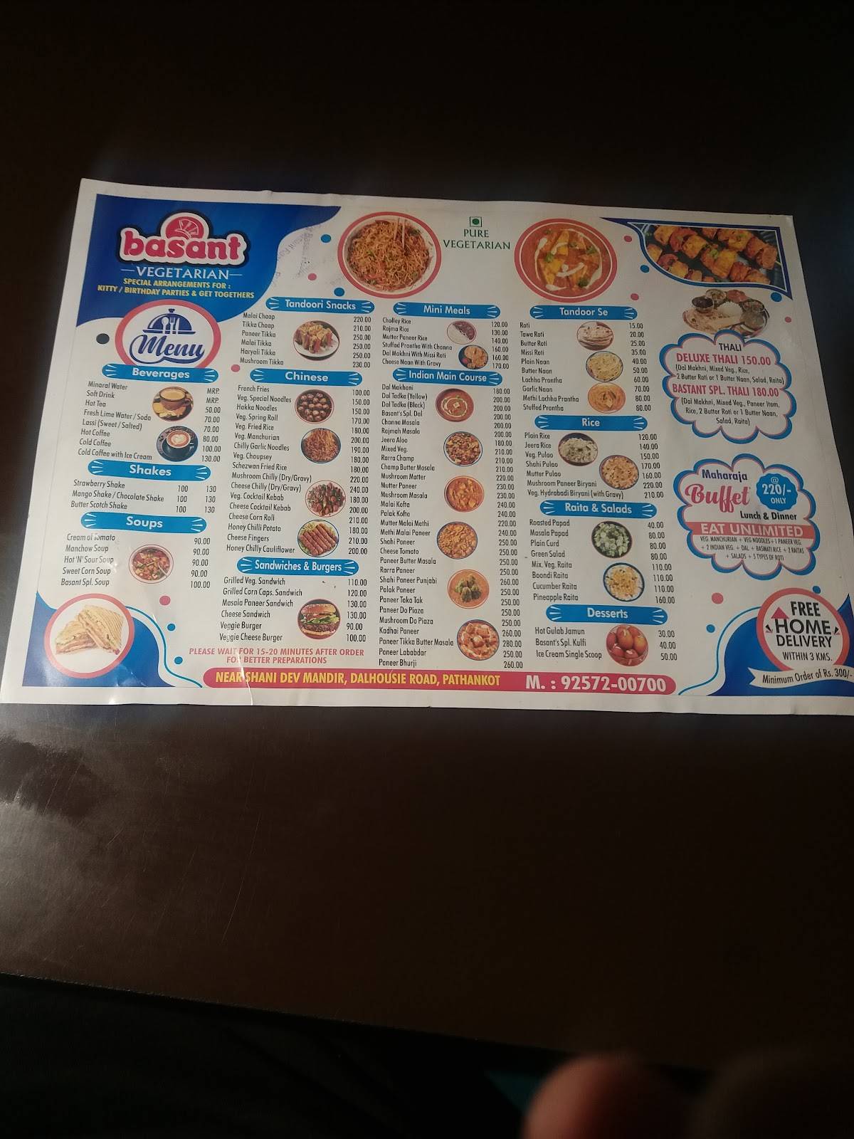 Basant Restaurant menu