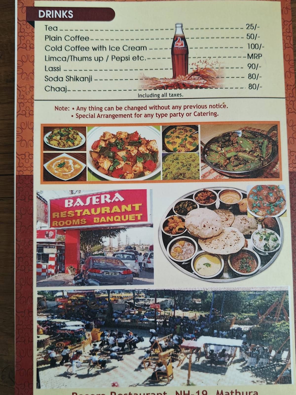 Basera Restaurant & Hotel menu