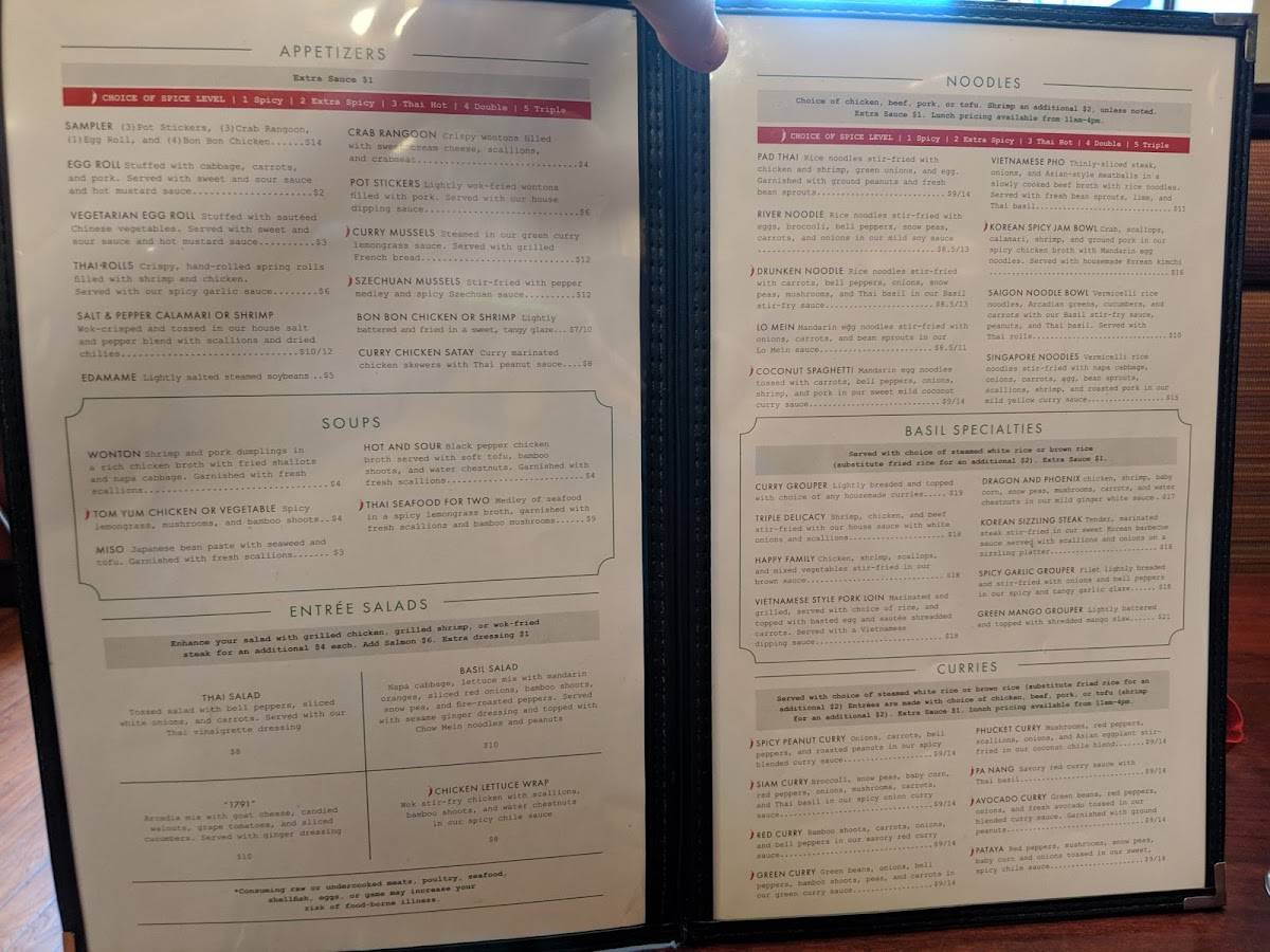 Menu at Basil 1791 pub & bar, Hamilton