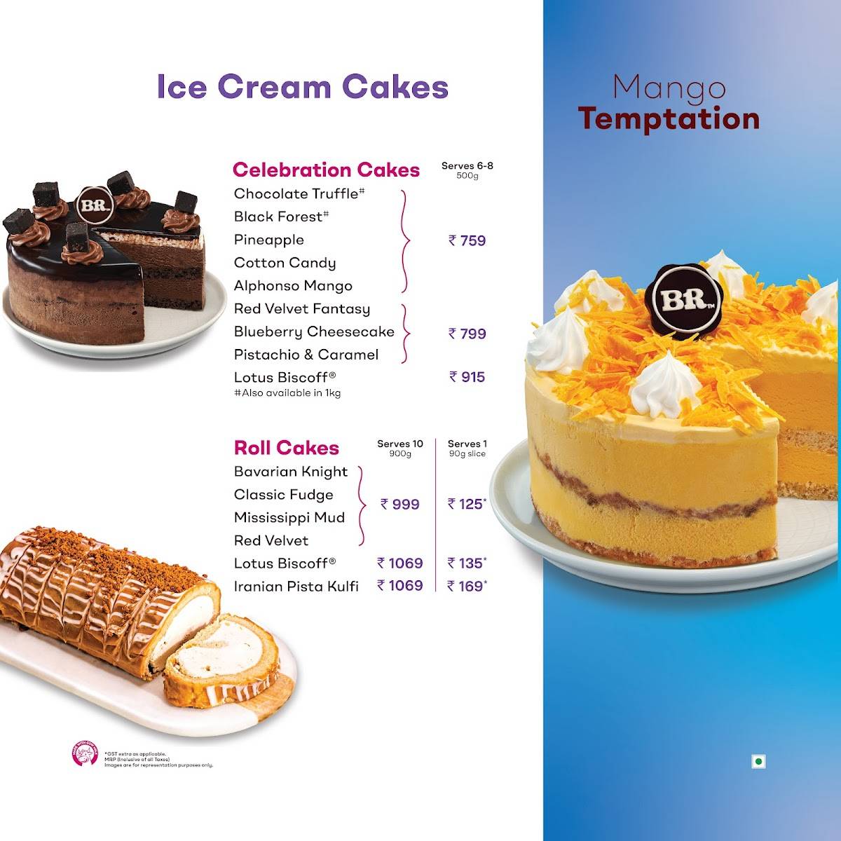 Baskin Robbins menu