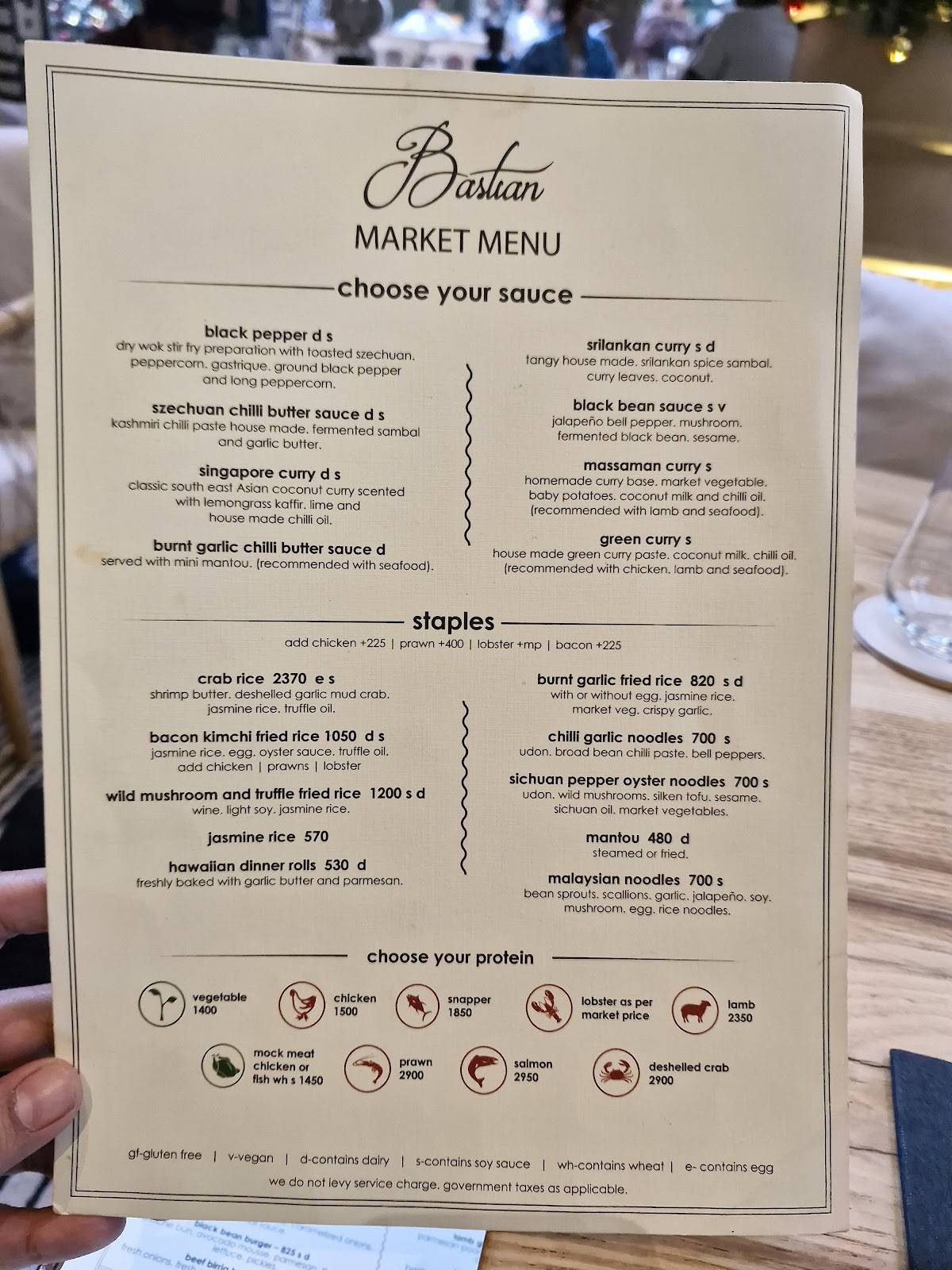 Bastian Garden City menu