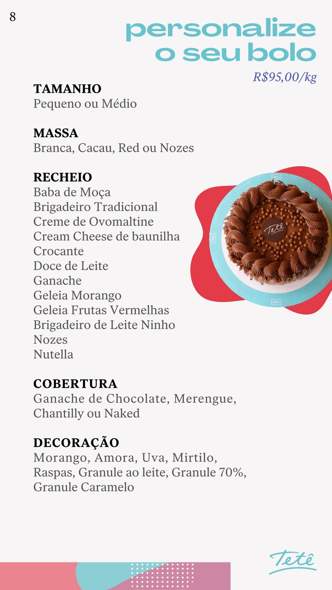 Tetê Confeitaria Villaggio Mall cardápio