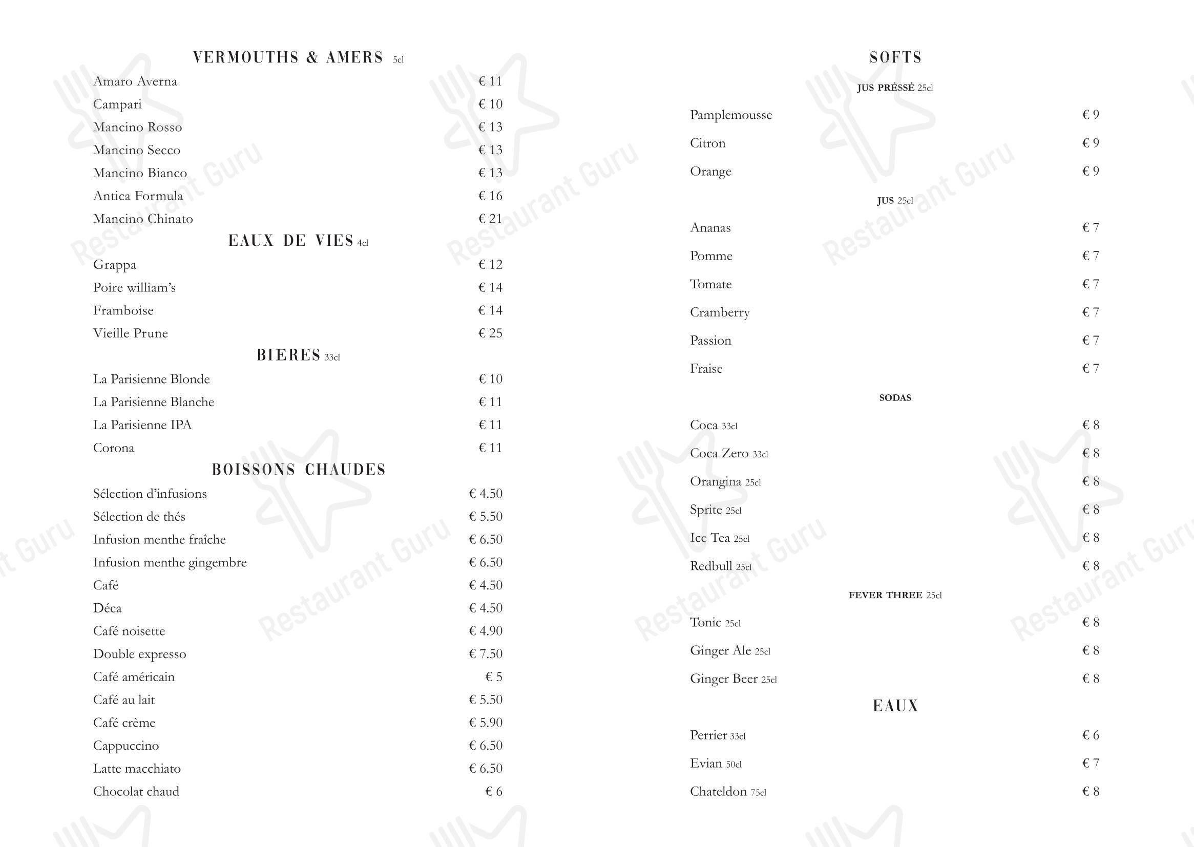 Menu pour Beefbar Paris - Крафт меню