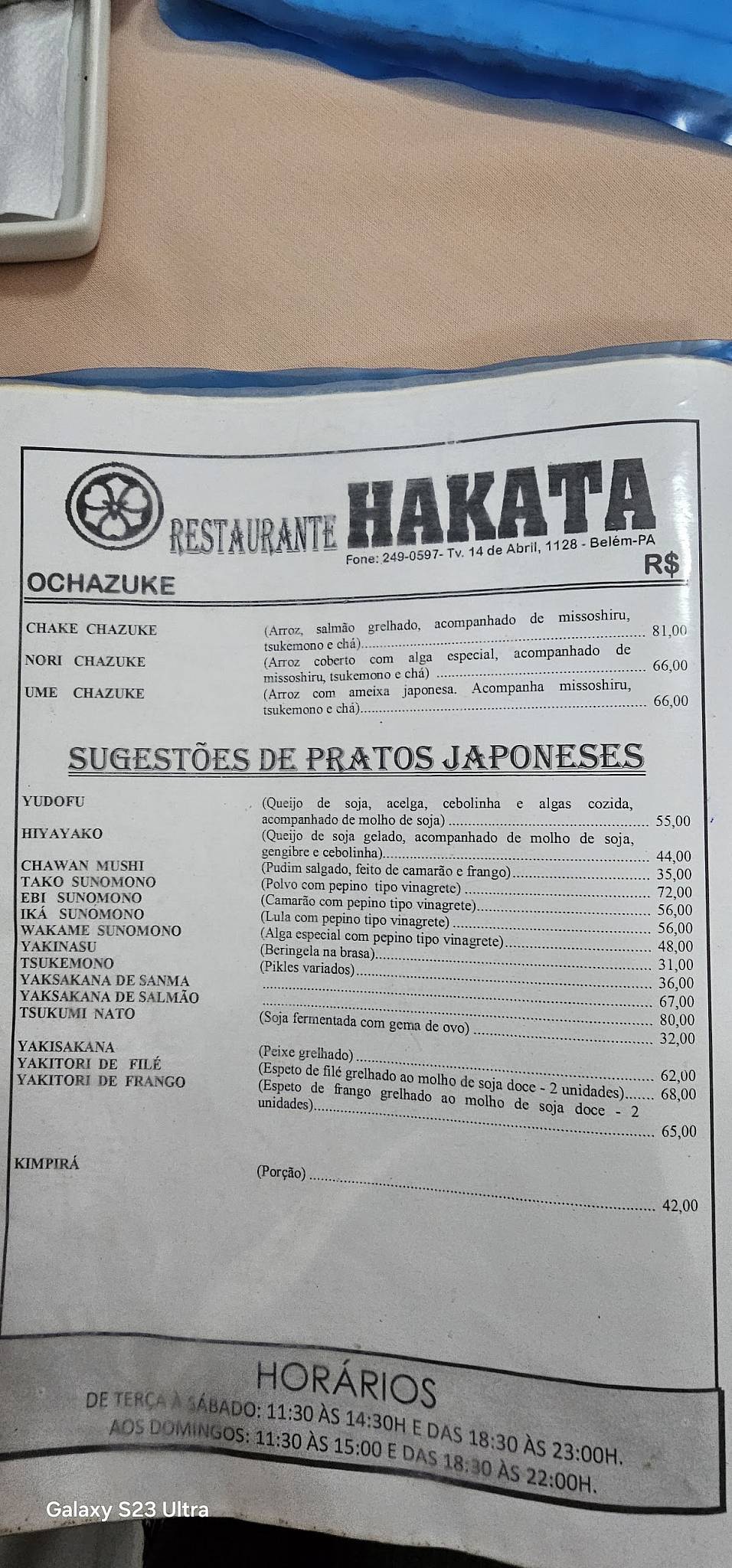Hakata cardápio