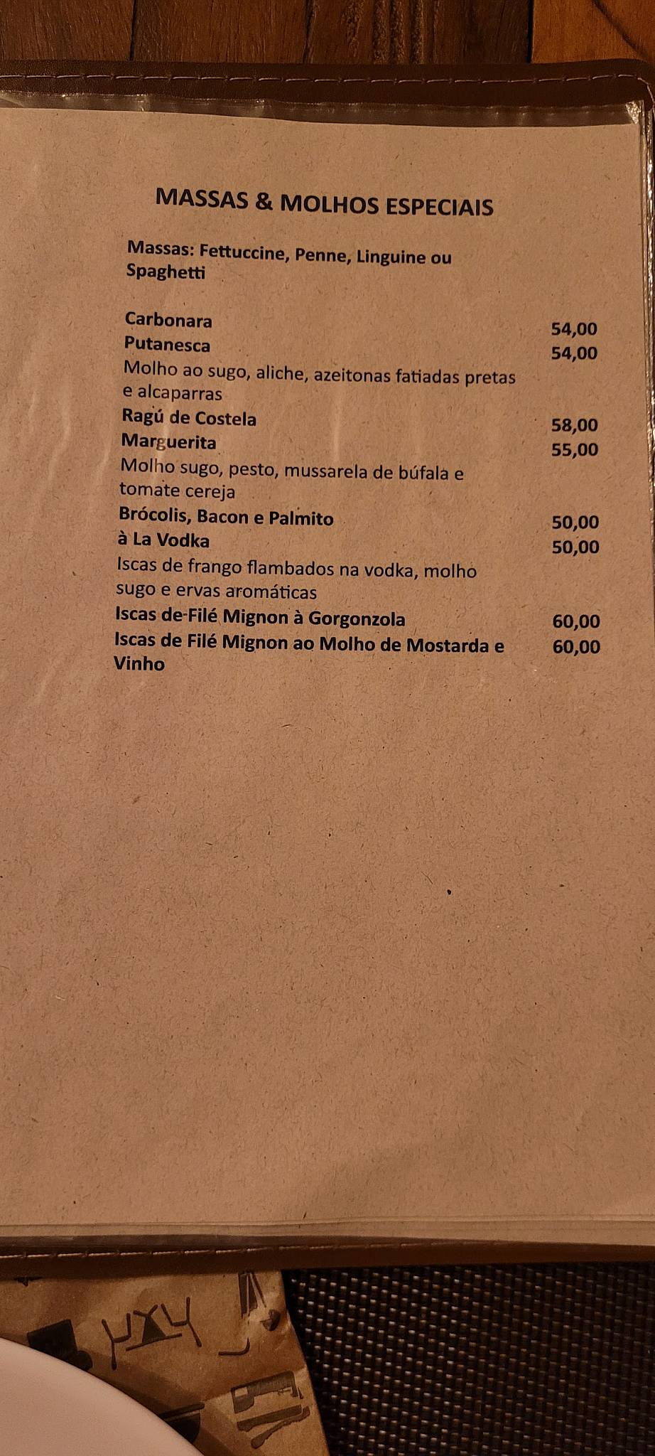 Bella Cuesta cardápio