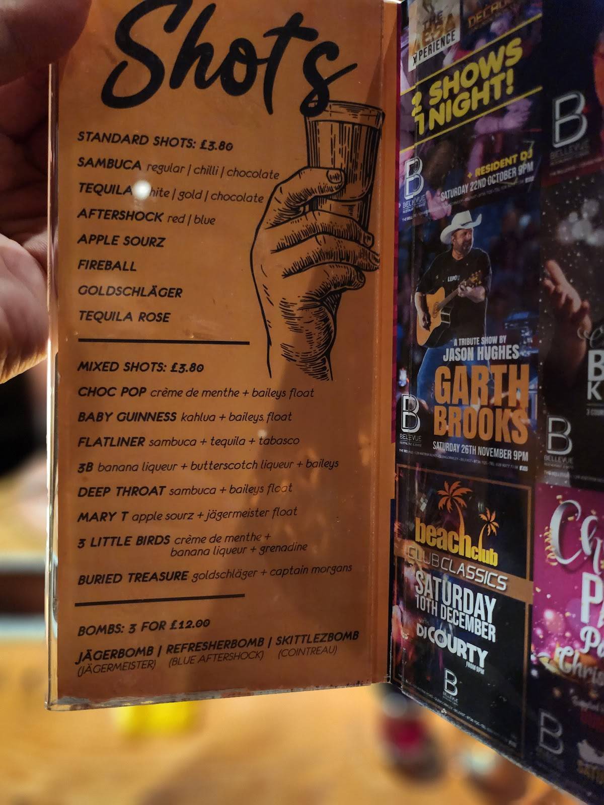 Menu at Bellevue Arms pub & bar, Glengormley