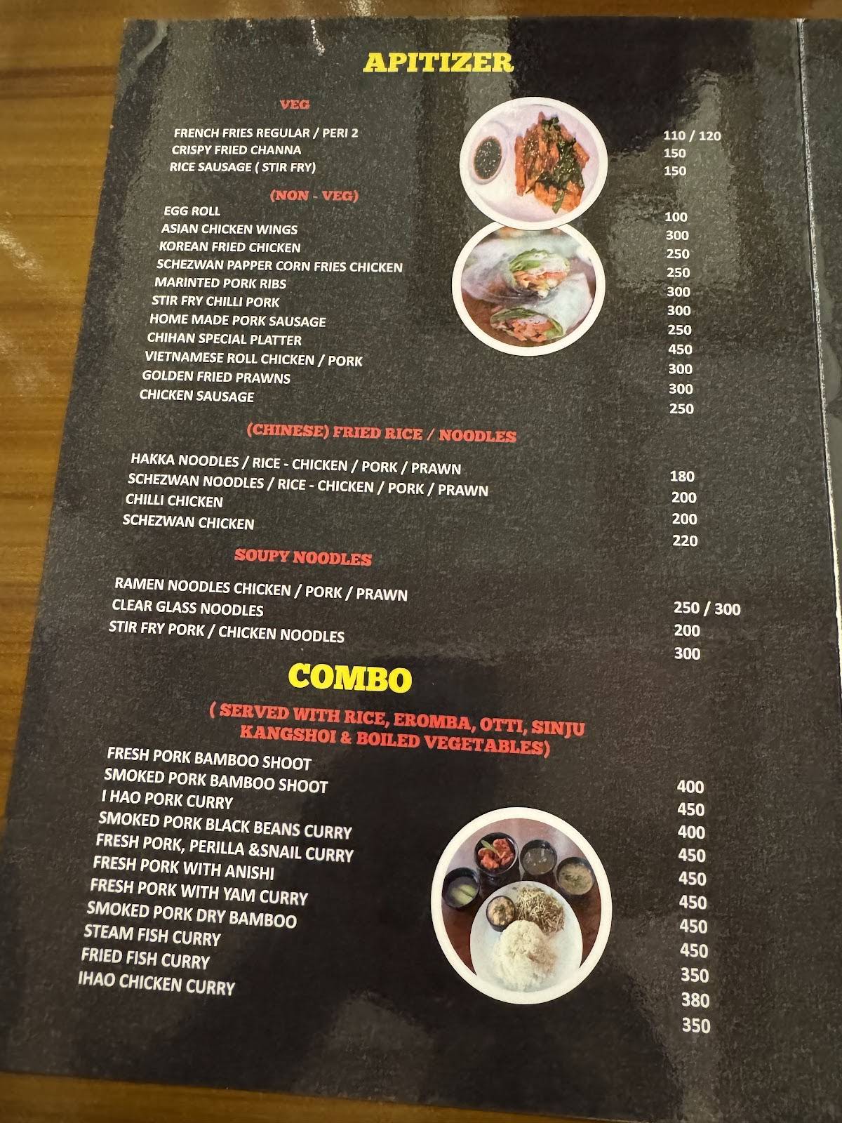 CHIHAN RESTAURANT menu