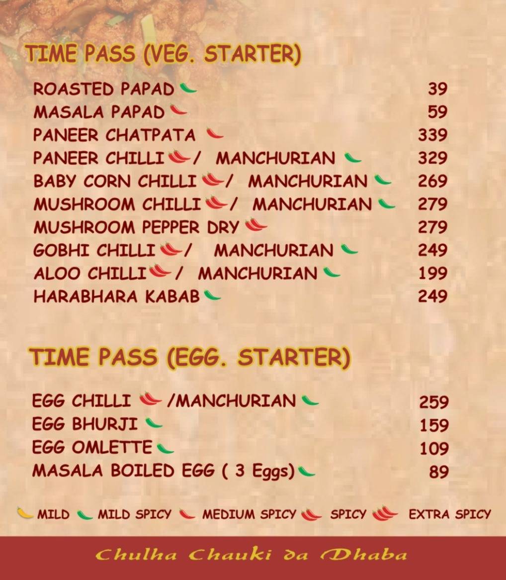 Chulha Chauki Da Dhaba AECS Layout menu