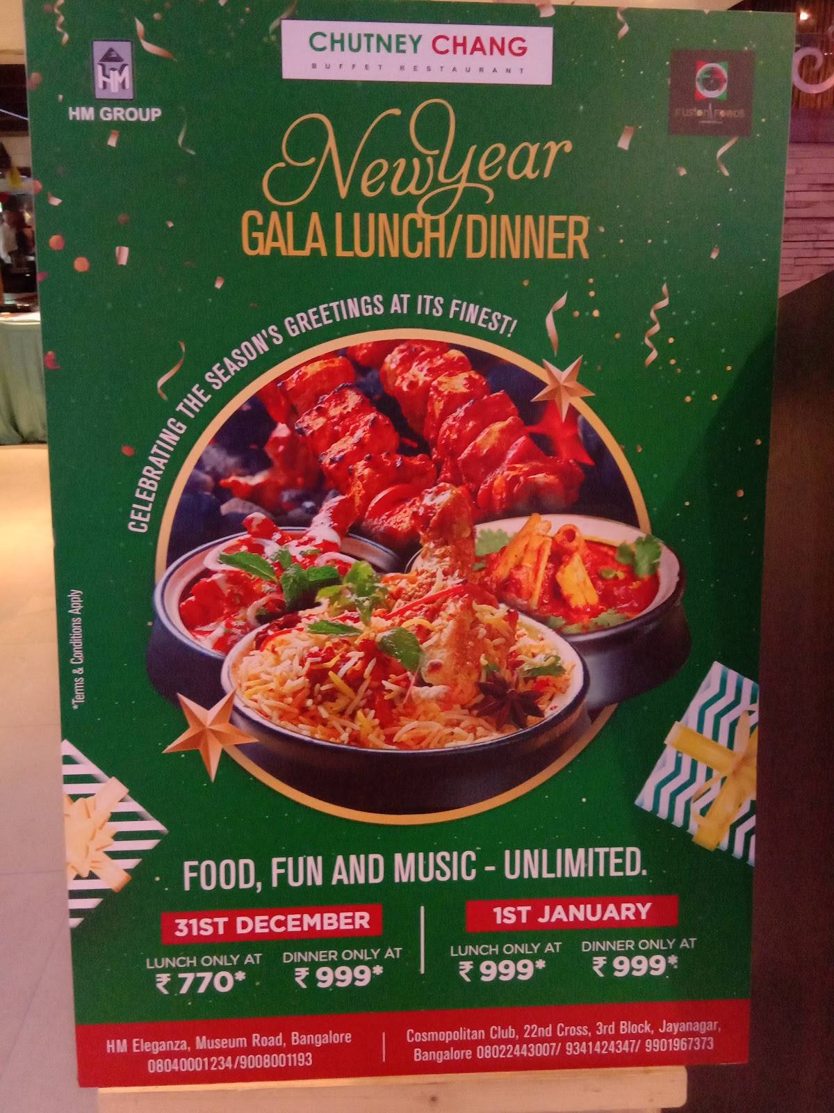 Menu at Chutney Chang, Bengaluru, Cosmopolitan Club