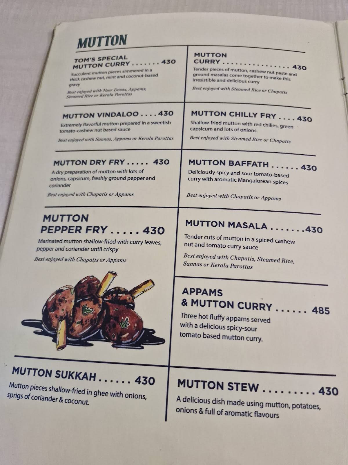Tom's menu