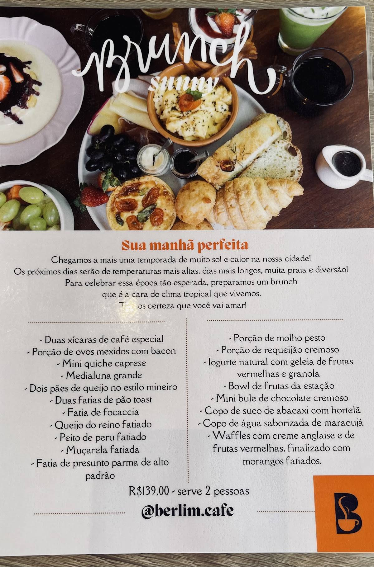 Berlim Café cardápio