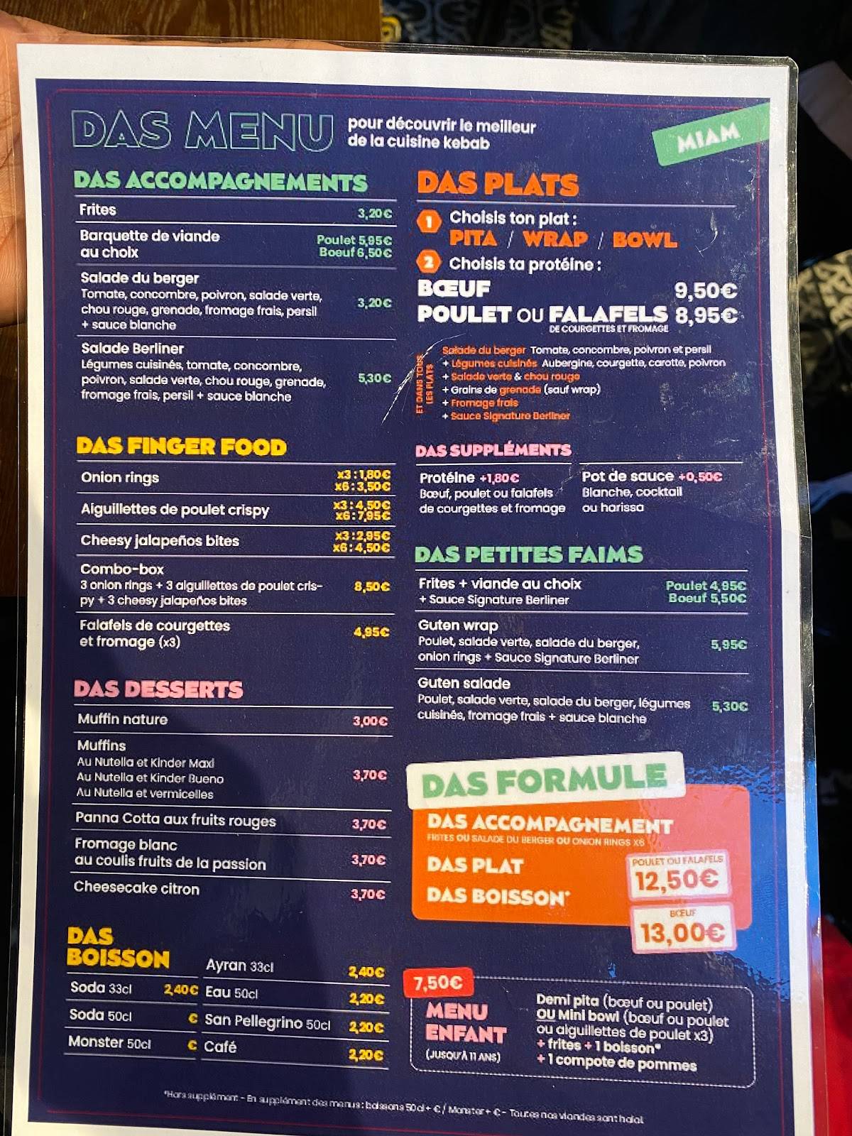 Menu de Berliner Das Original - Kebab