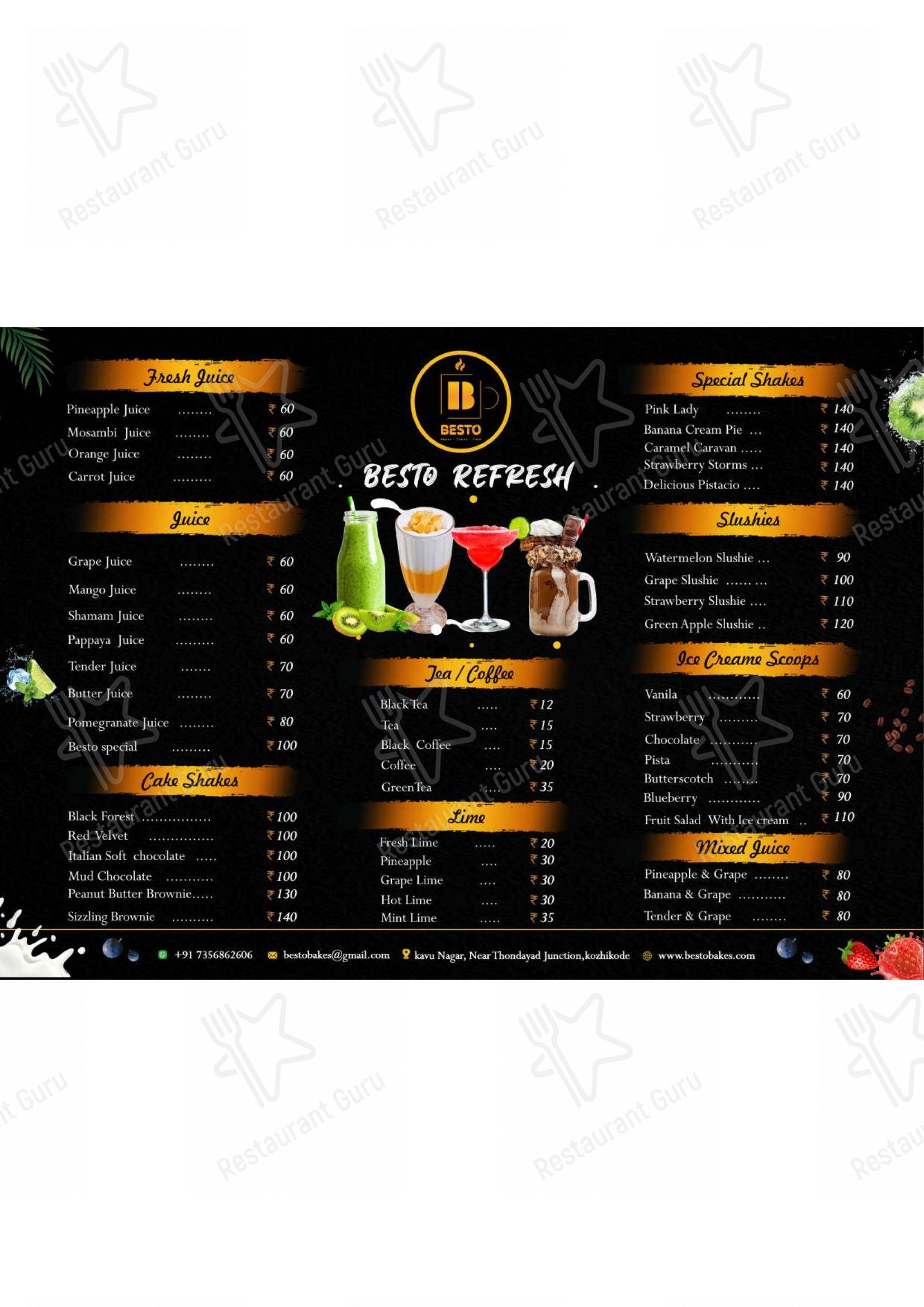 Besto Bakes Cakes Cafe menu - 菜单