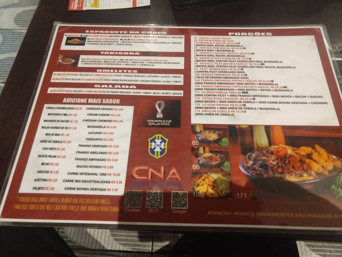 Betinho do Sanduíche cardápio