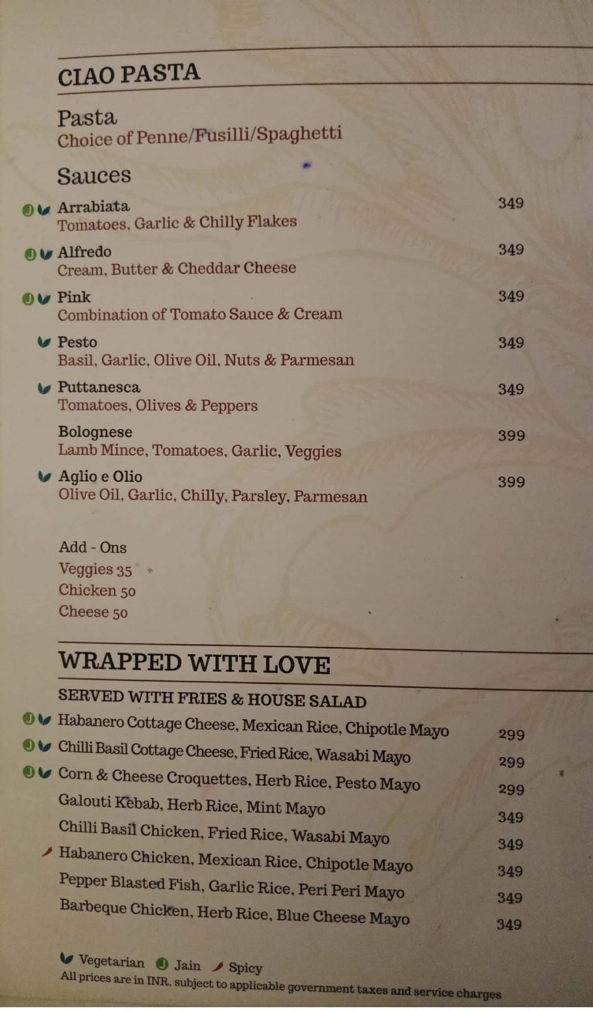 Beyond-Wine & Dine menu