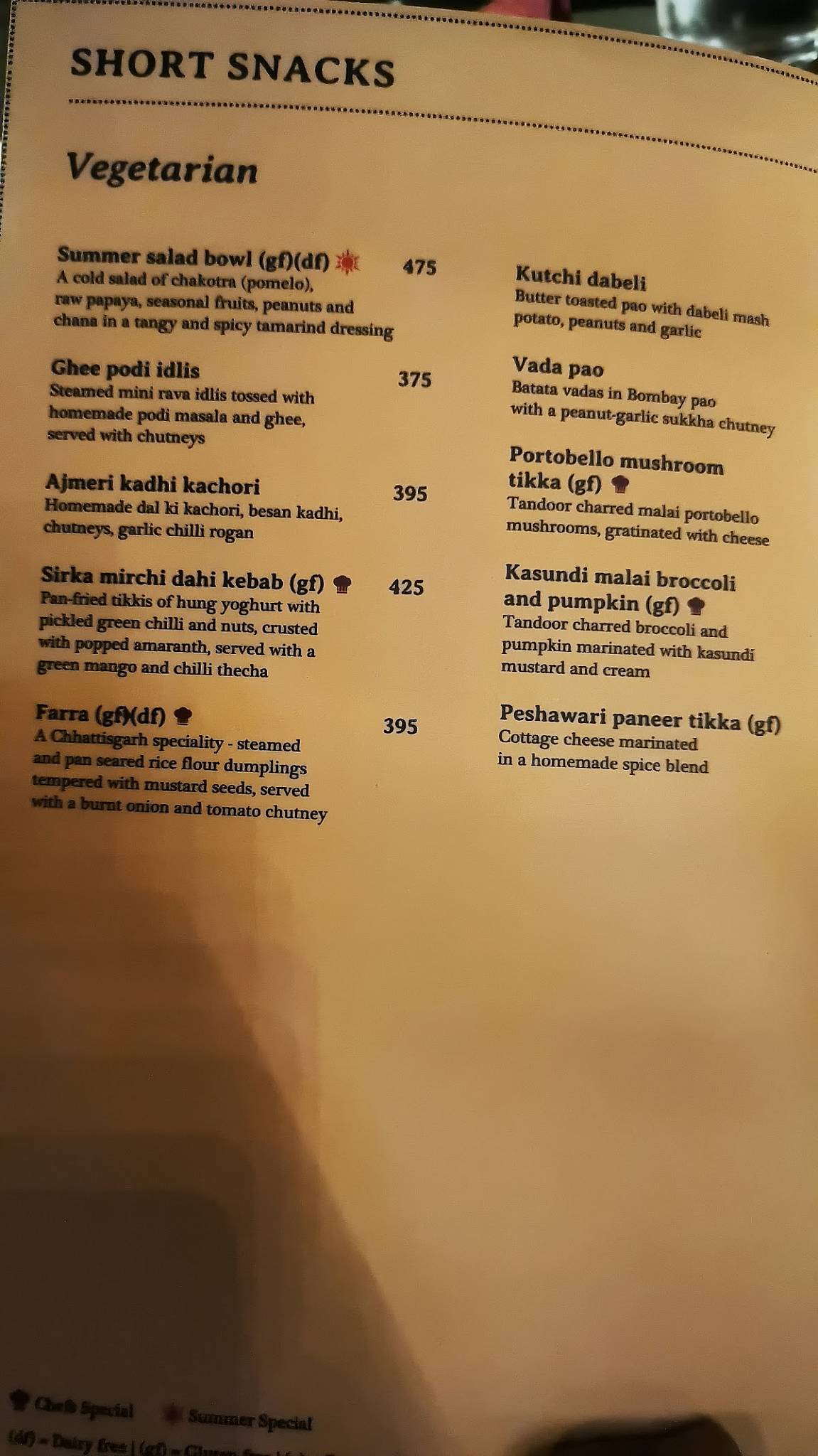 Bhawan menu