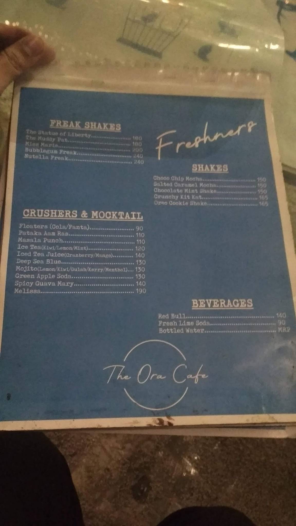 The Ora Cafe menu