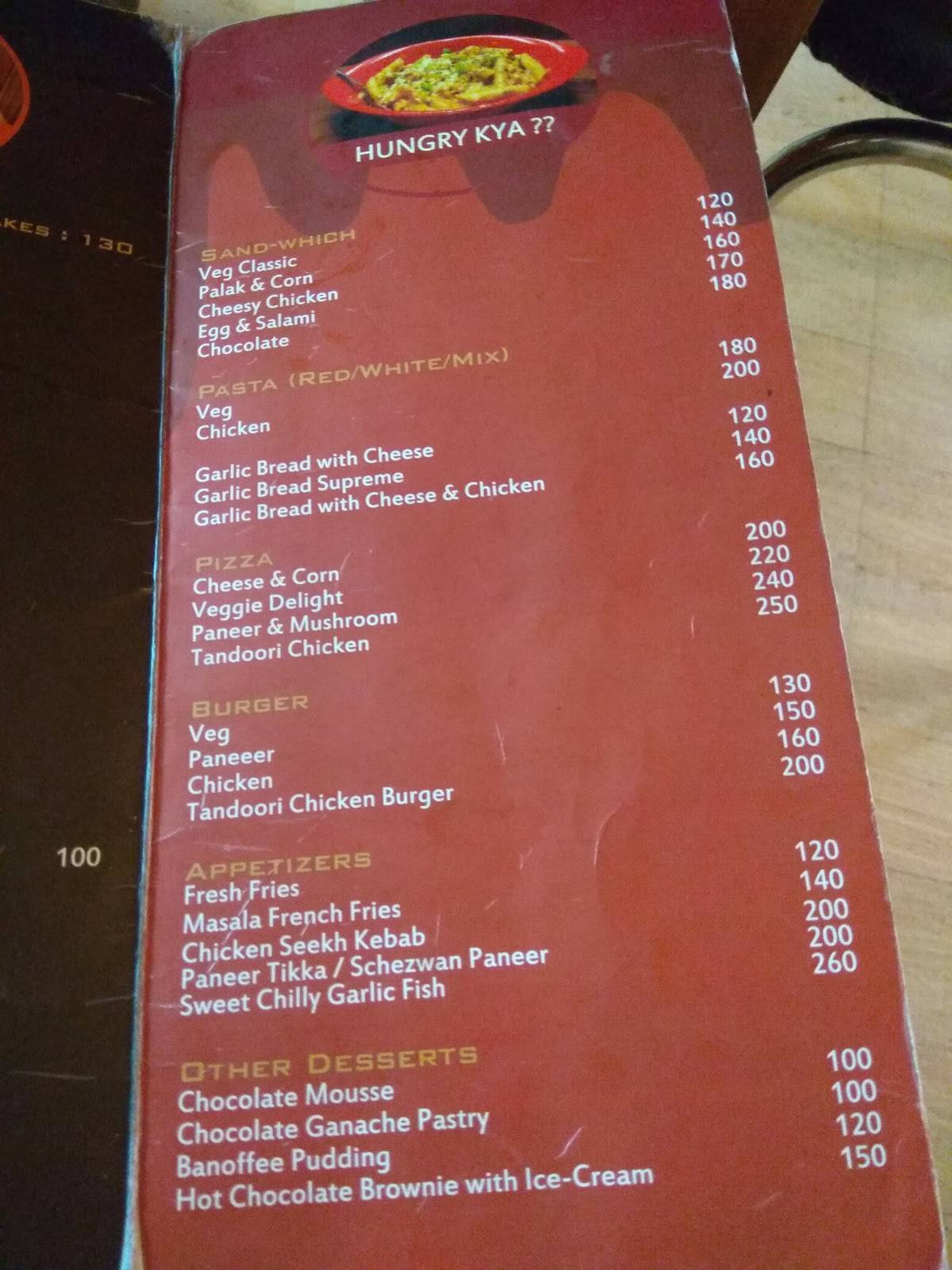 Menu at The Chocolate House, Bhubaneswar, KIIT University