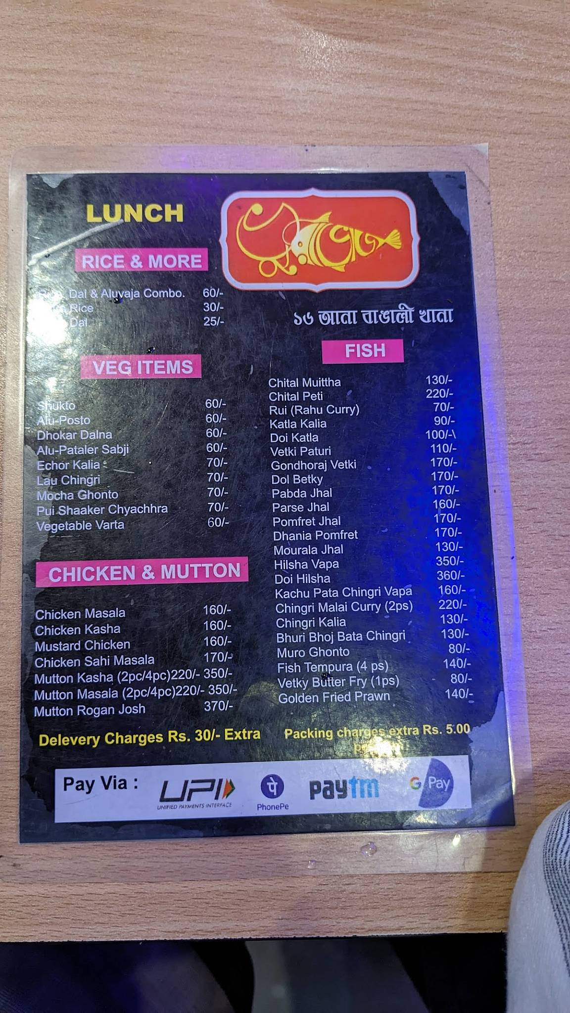 Bhuribhoj menu