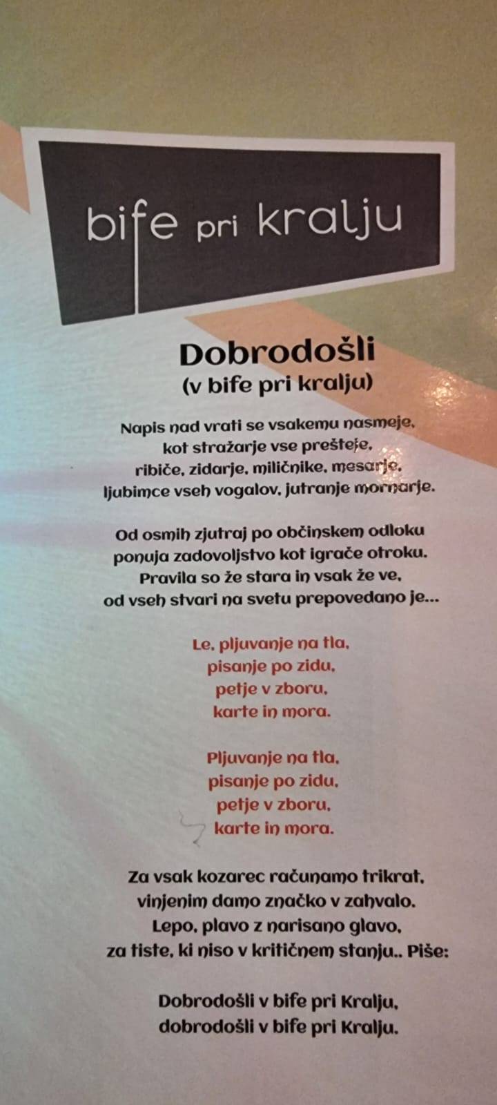 Menu di Bife pri kralju 