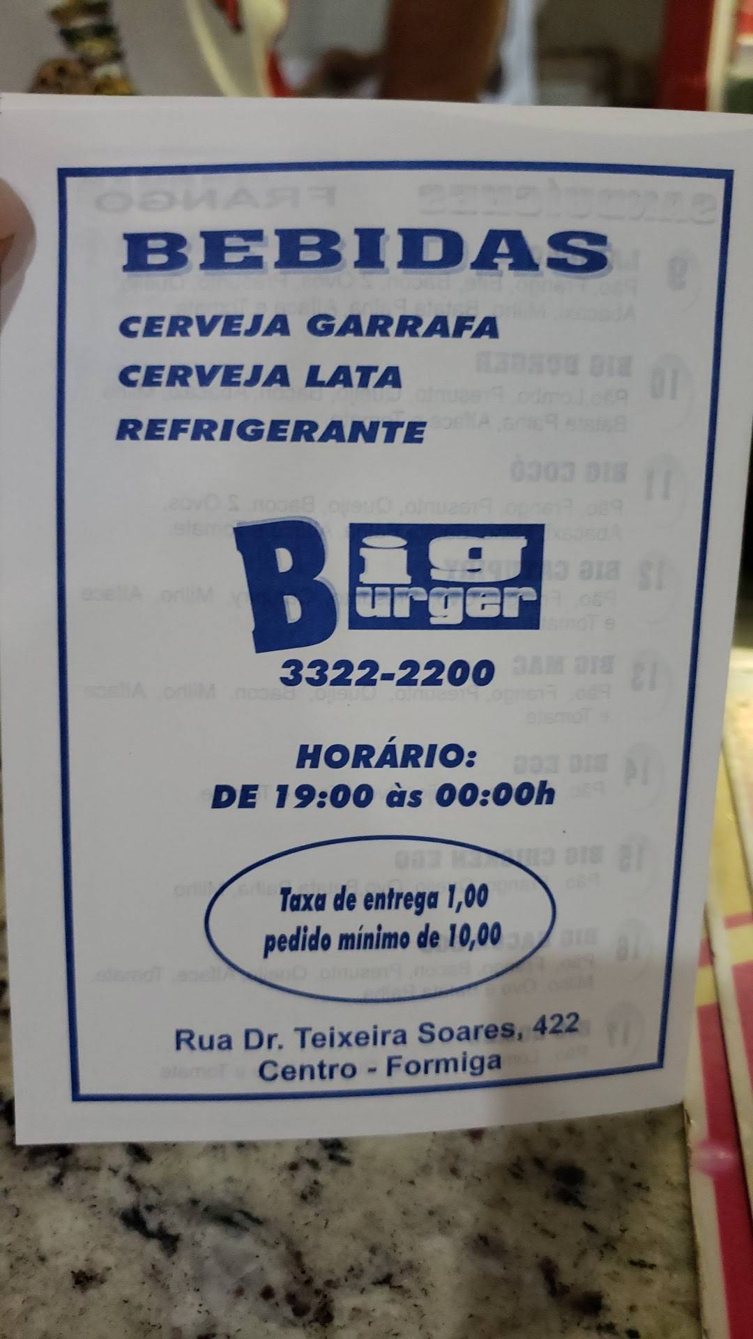 Big Burger Lanches cardápio