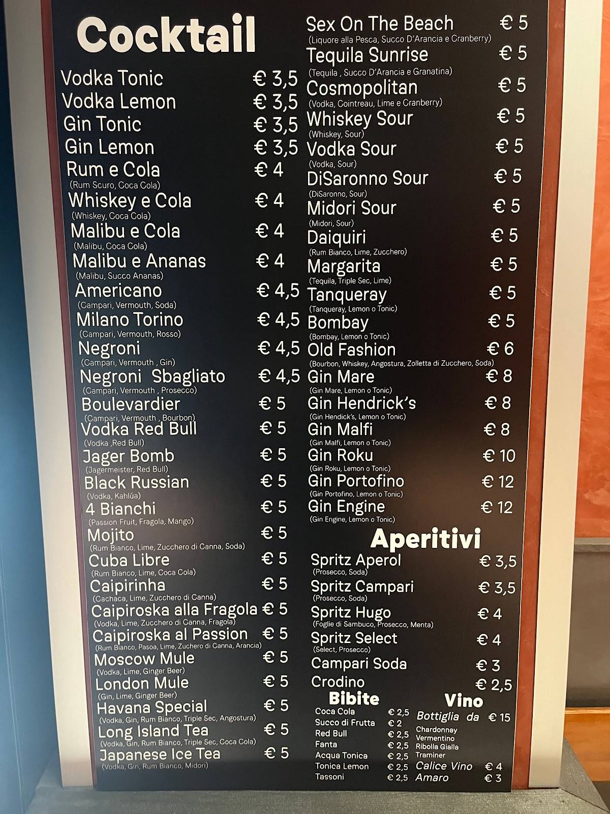 Menu di Birreria Gambrinus 