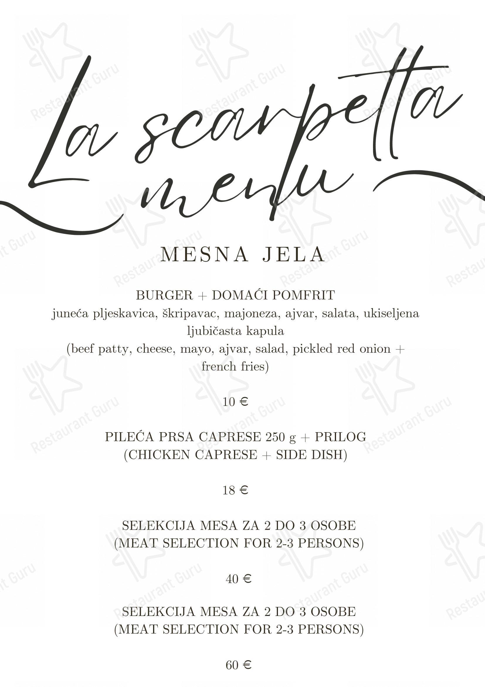 Bistro La Scarpetta in Fiume - Menu