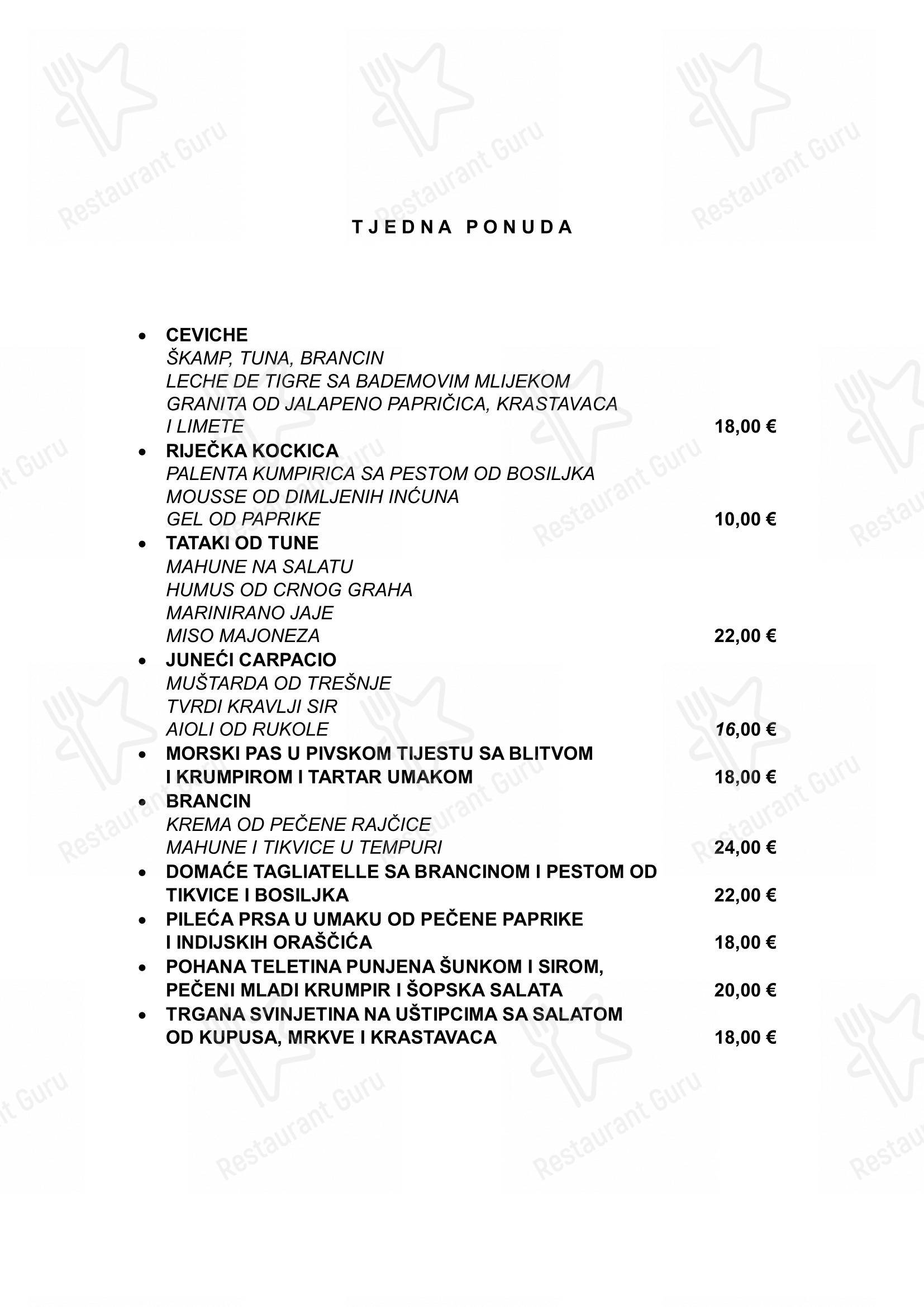 Bistro La Scarpetta in Fiume - Menu bar